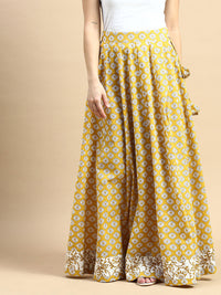 Wrap Skirt AOP-Mustard - De Moza