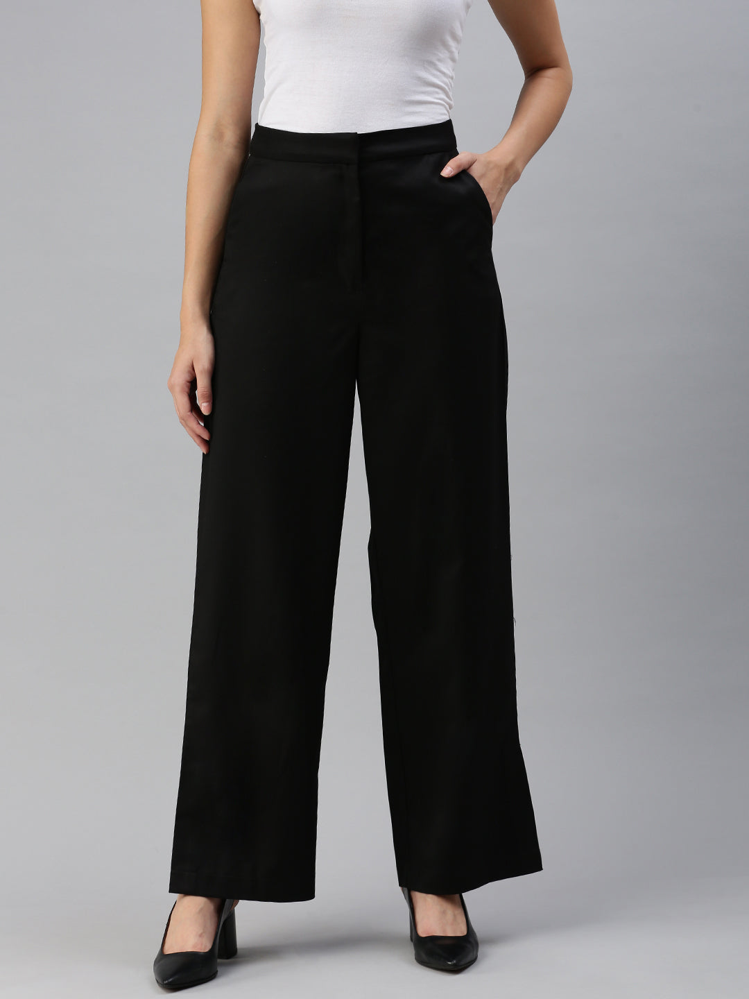 De Moza Women Formal Pant Black