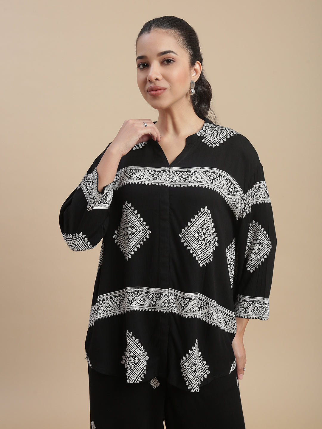 De Moza Women's Officewear Co-ords (Shirt & Straight Palazzo) Black - De Moza