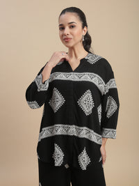 De Moza Women's Officewear Co-ords (Shirt & Straight Palazzo) Black - De Moza