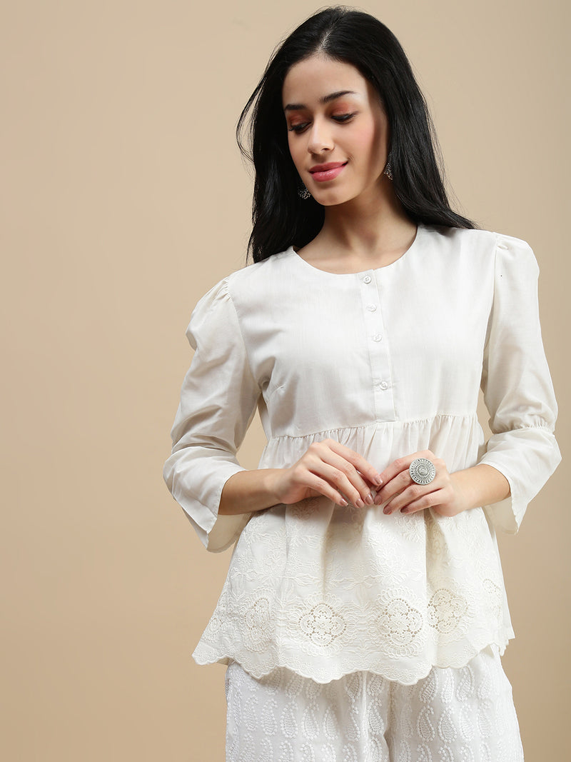 De Moza Women Casual Top Offwhite