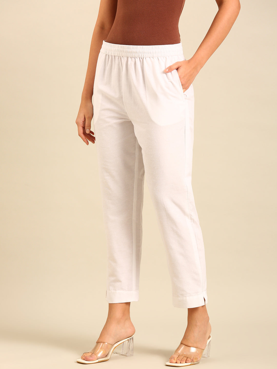 Cigarette Pants-White - De Moza