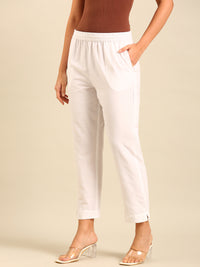 Cigarette Pants-White - De Moza