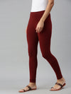 De Moza Ladies Ankle Length Leggings Solid Cotton Dark Maroon
