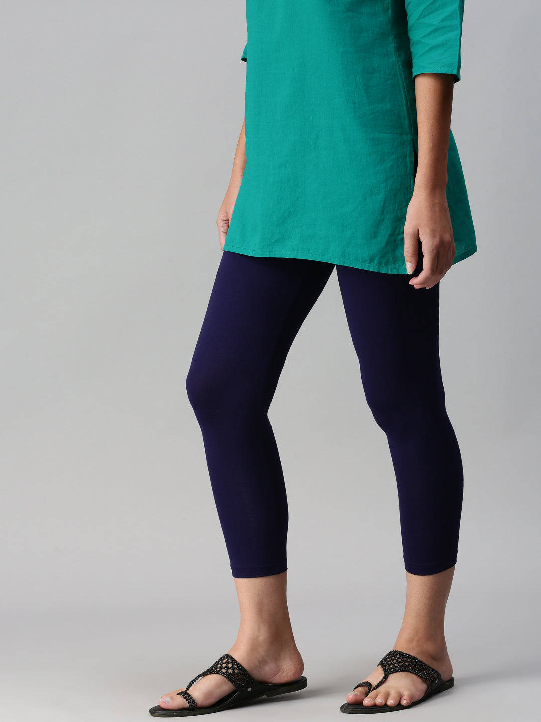 3/4th Leggings-Dark Navy Blue - De Moza