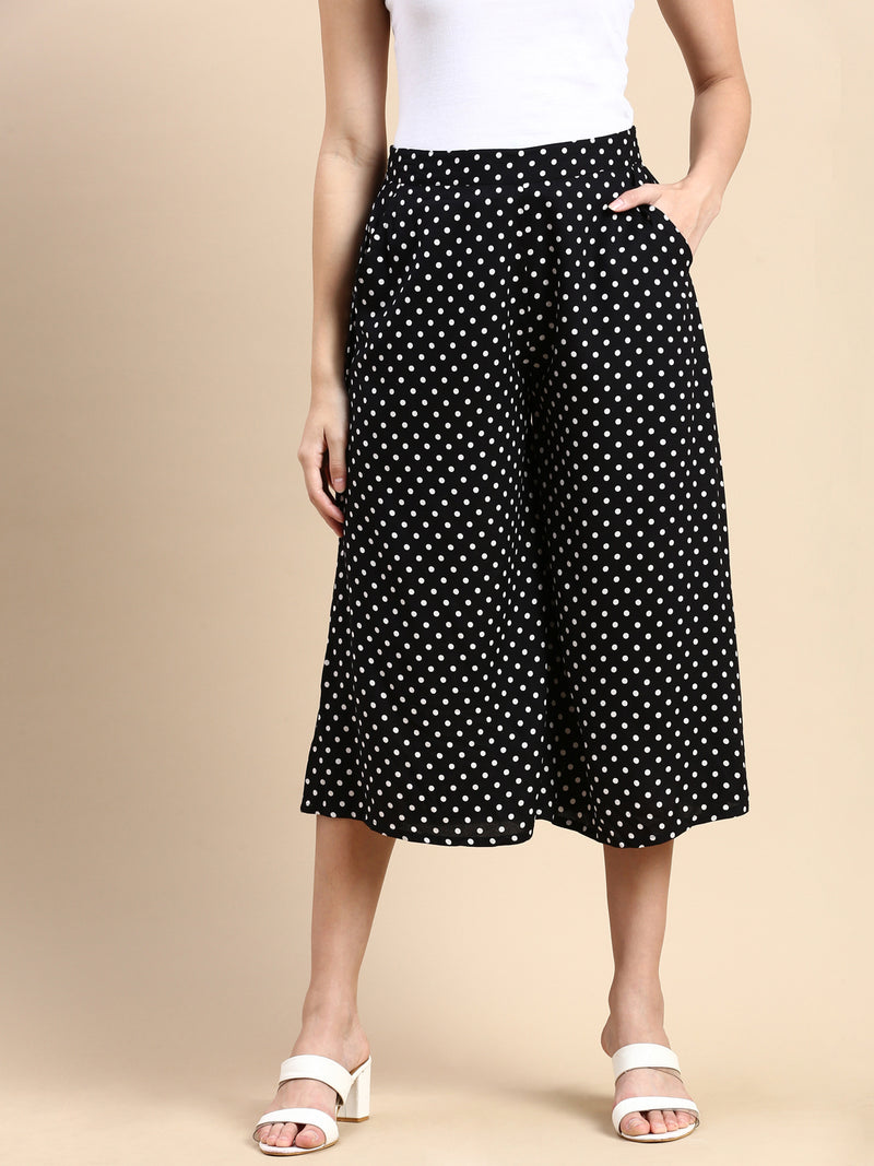 De Moza Women Printed Culottes Black