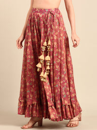Skirt All Over Print-Dark Pink - De Moza