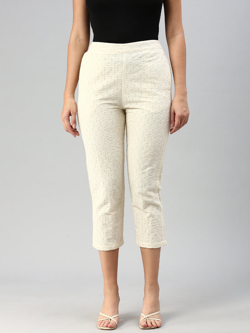 De Moza Women Straight Pant Natural