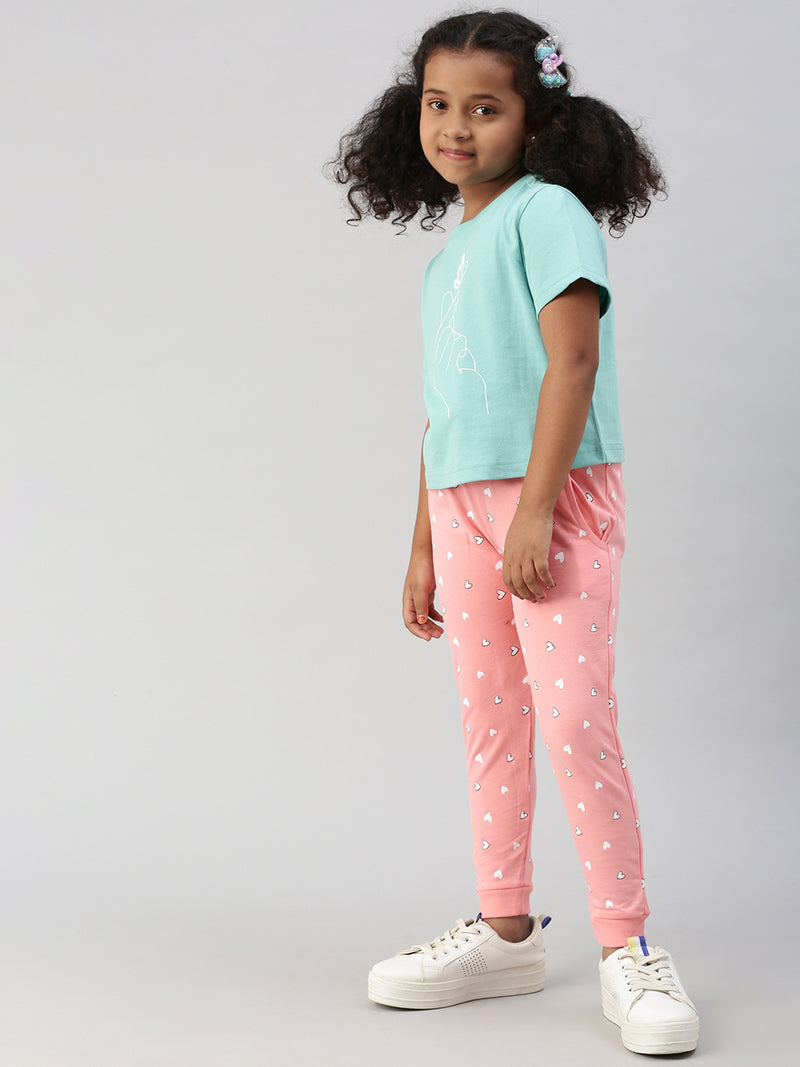 PIPIN Girls T-Shirt Solid Cotton Petrol - De Moza