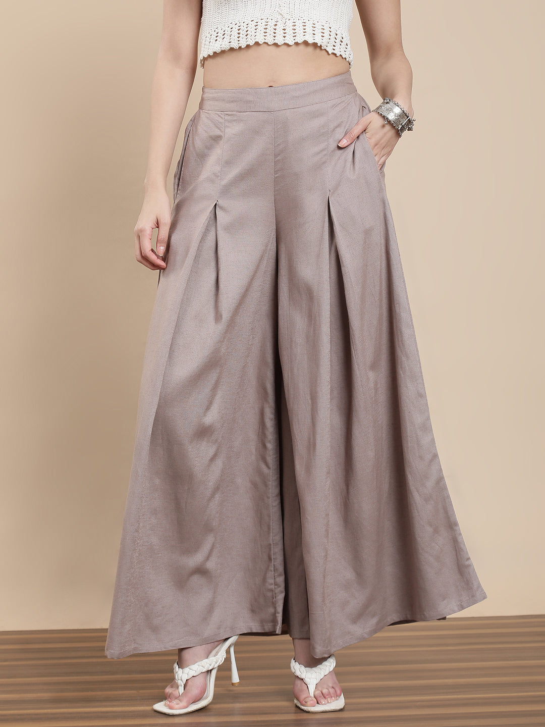De Moza Women Casual Palazzo Taupe