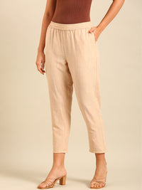Printed Straight Pant-Beige - De Moza