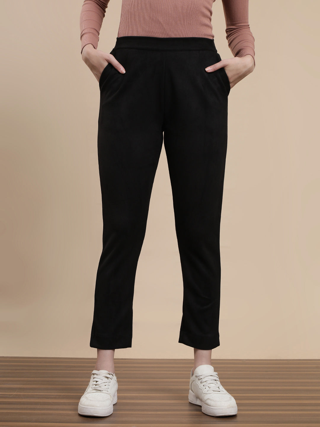 De Moza Women Casual Pants Black