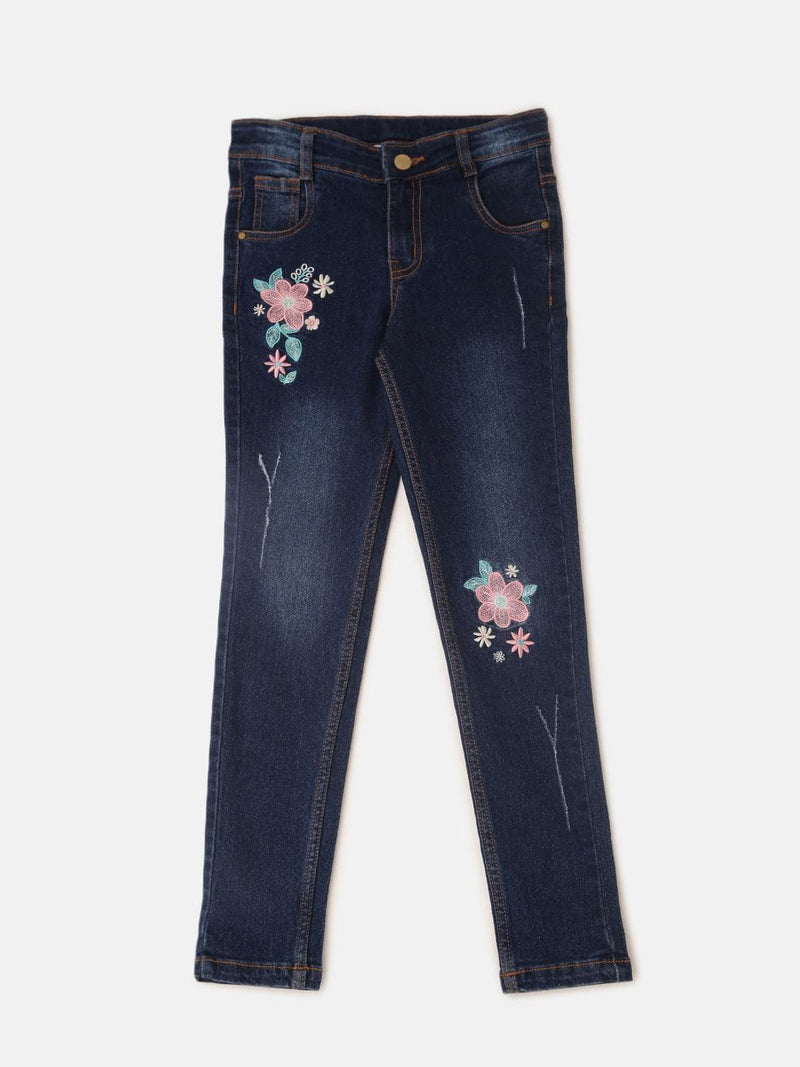De Moza Girls Jeans Solid Denim Dark Blue - De Moza