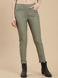 De Moza Women's Casual Jegging Olive Green