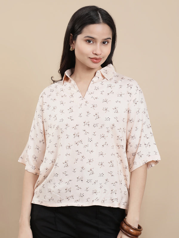 De Moza Women's Casual Top Light Beige - De Moza