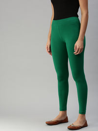 Ankle Length Leggings Cotton-Green - De Moza