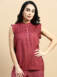 Tunic Top All Over Print-Wine - De Moza