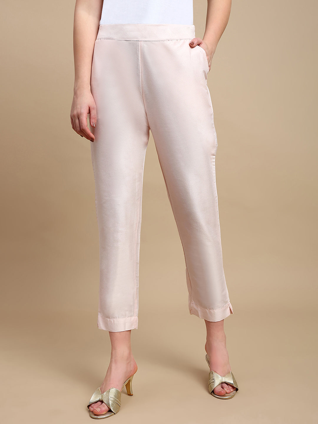De Moza Women Casual Pants Rose Gold - De Moza