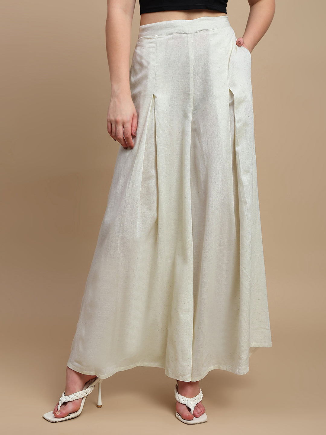 De Moza Women Casual Palazzo Natural - De Moza