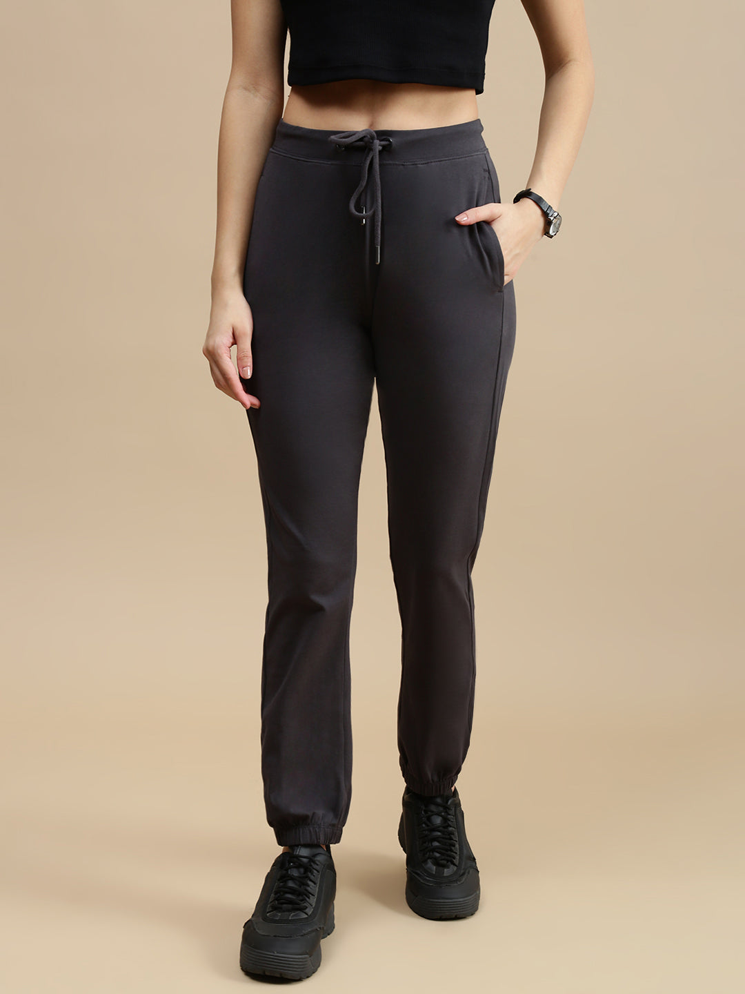 De Moza Women Casual Jogger Dark Grey