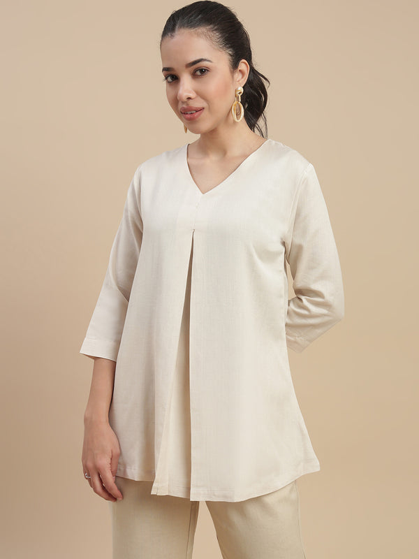 De Moza Women Casual Tunic Top Light Beige - De Moza