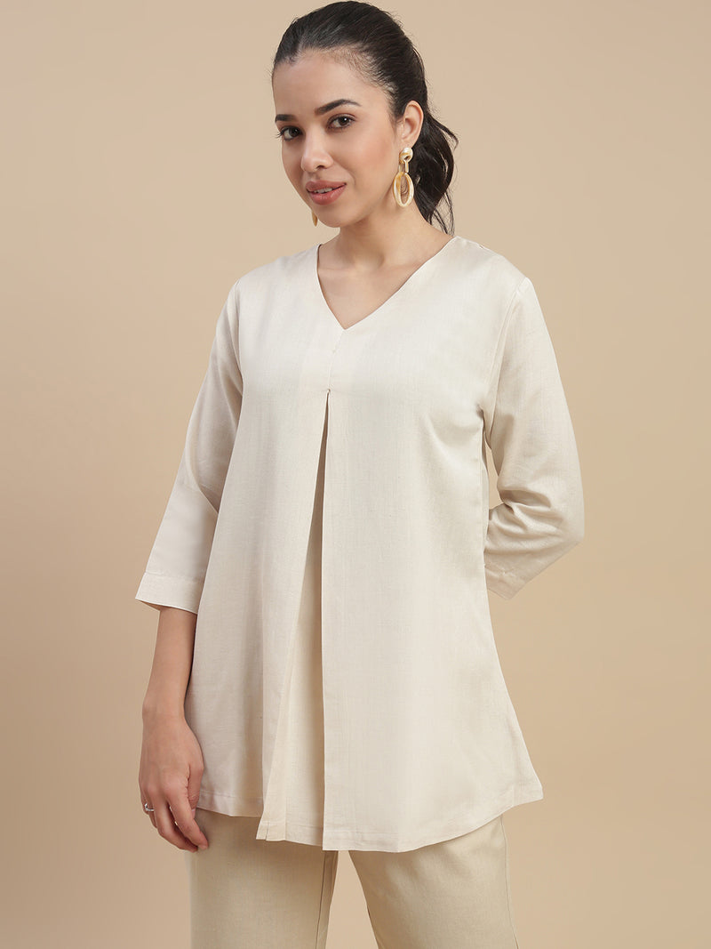 De Moza Women Casual Tunic Top Light Beige - De Moza