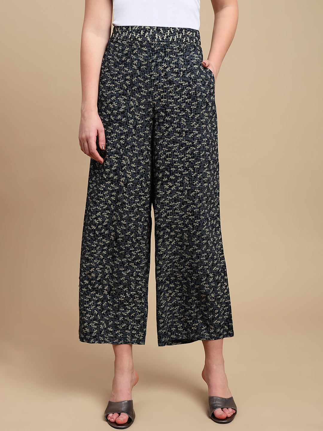 De Moza Women The Jiya Set (Top & Palazzo) - Black