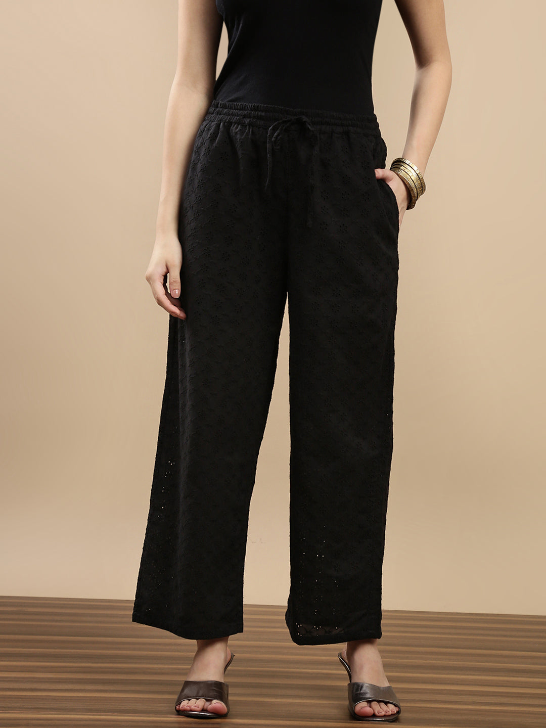 De Moza Women Casual Palazzo Black - De Moza