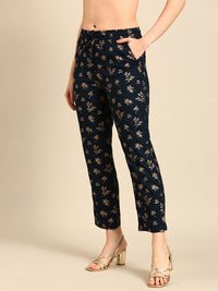 Straight Pant Printed-Teal - De Moza