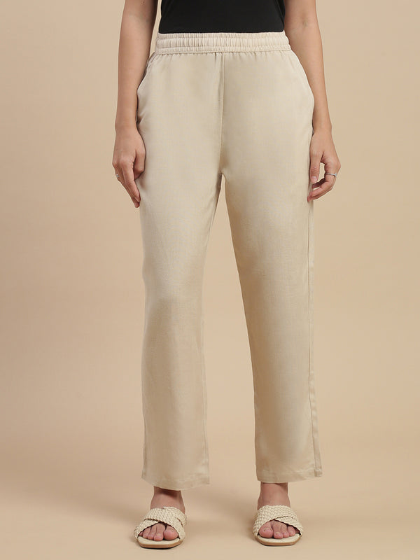De Moza Women Casual Pants Light Beige - De Moza