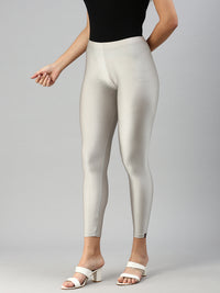 De Moza Women Ankle Length Leggings Solid Silver