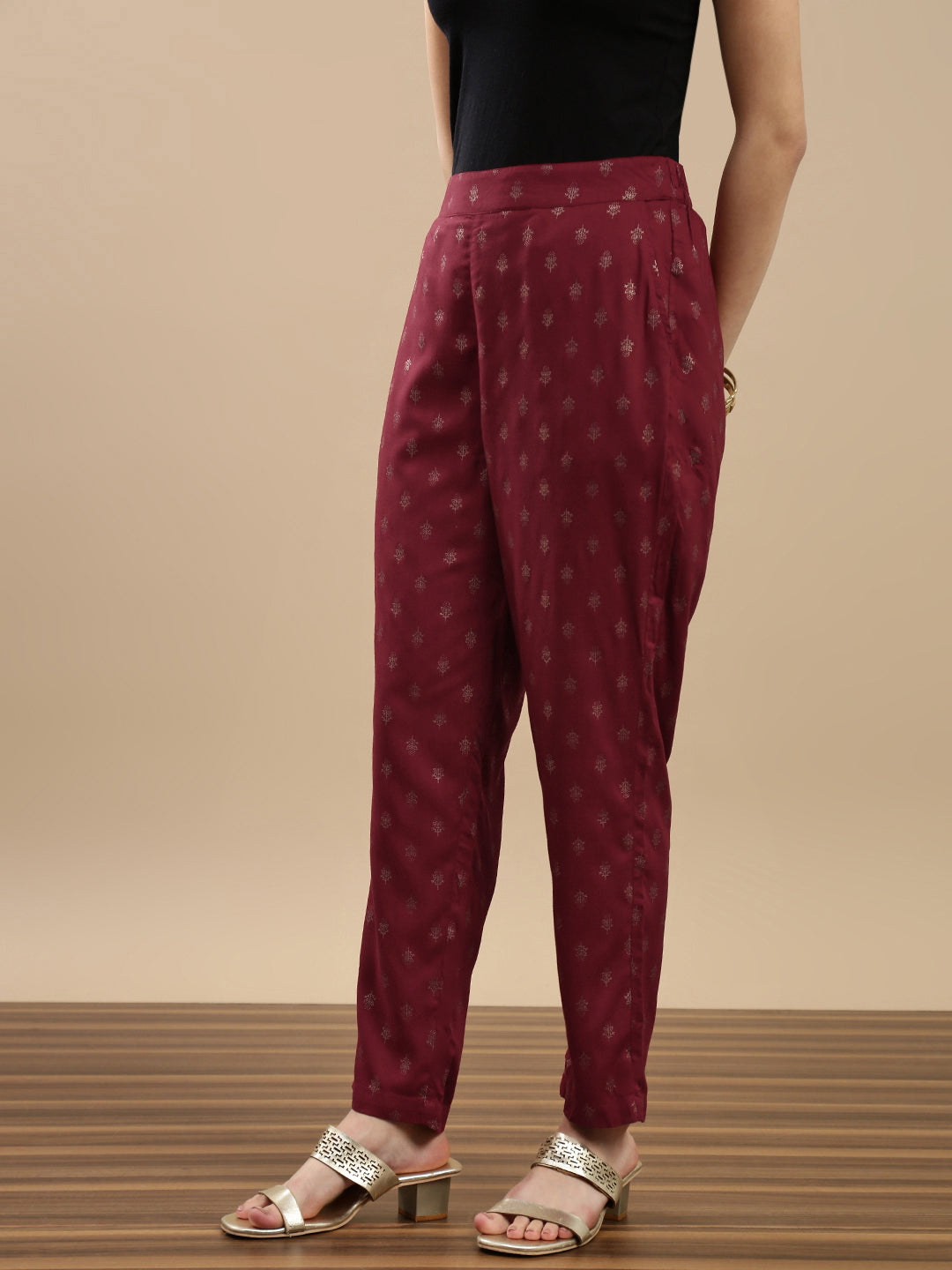 De Moza Women Festive Pants Maroon - De Moza