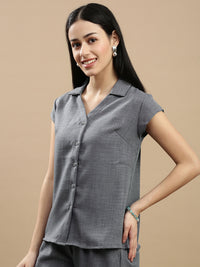 De Moza Women Casual Top Steel Grey