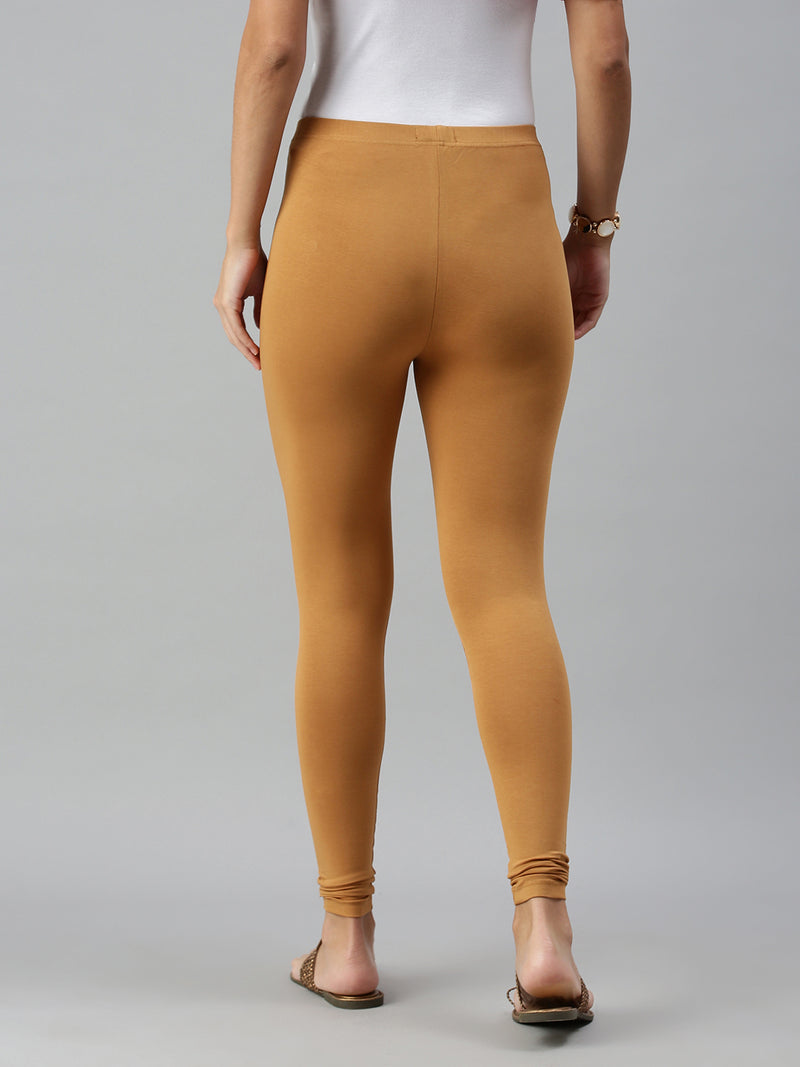 De Moza Ladies Ankle Length Leggings Solid Cotton Biscut