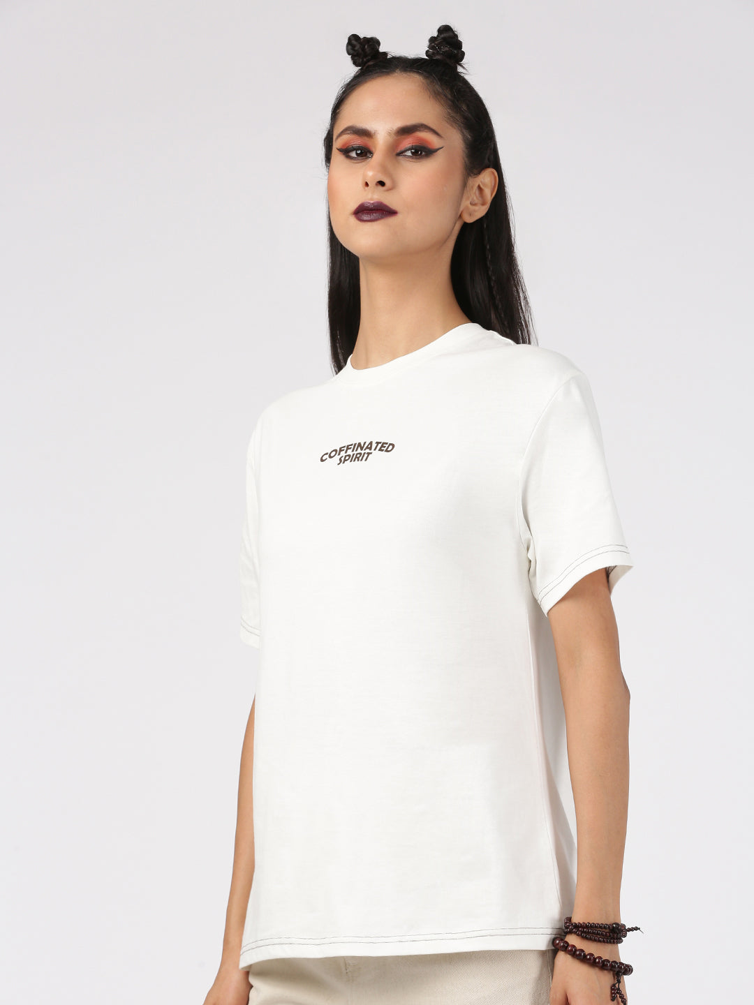 De Moza Women's Halloween Half Sleeve T-Shirt Cream - De Moza