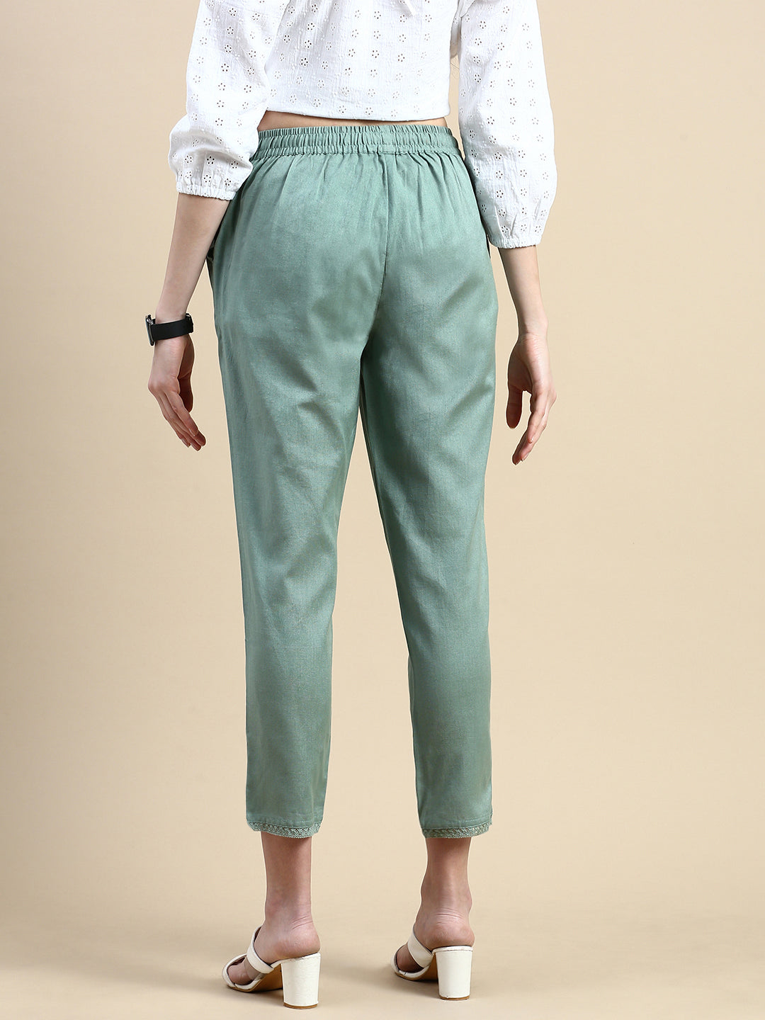 Cigarette Pants-Sage Green - De Moza