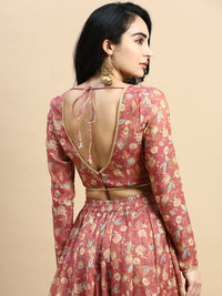 Crop Top Embroidered-Dark Pink - De Moza