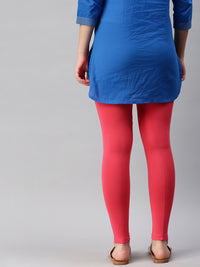 De Moza Ladies Ankle Length Leggings Solid Cotton Coral