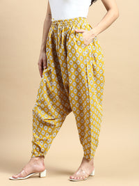 Harem Pant All Over Print-Mustard - De Moza