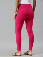 De Moza Ankle Length Leggings Pink Cotton Solid - De Moza