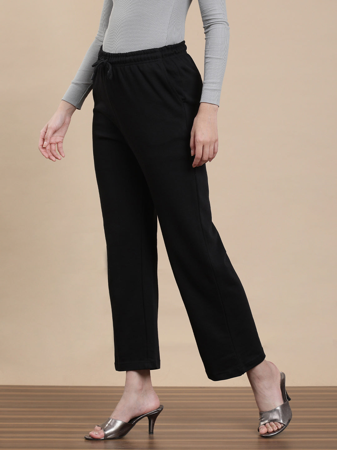 De Moza Women Casual Pants Black
