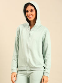De Moza Women Winter Co-ord set ( Sweatshirt & Jogger)  - Sea Green