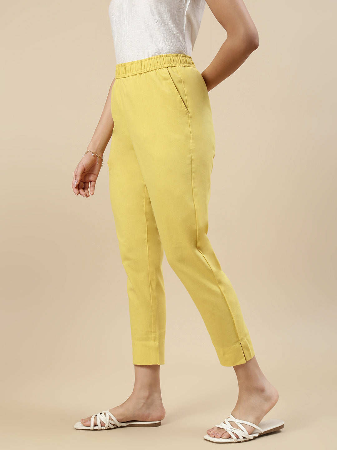 Casual Straight Pant-Light Mustard