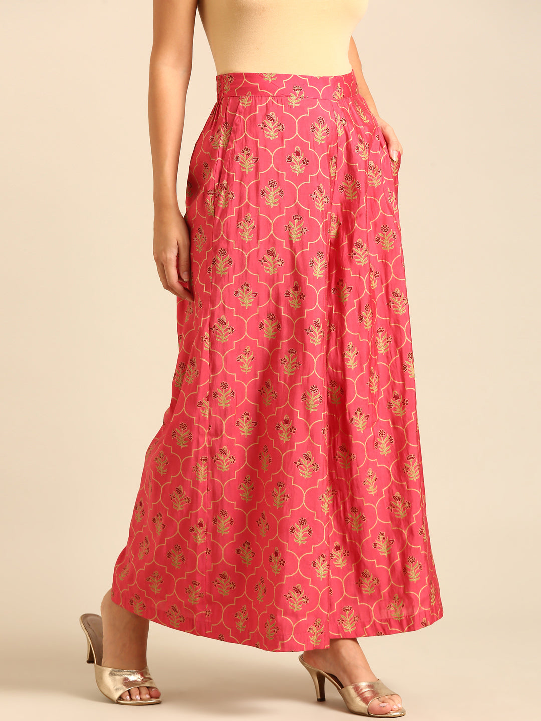 Palazzo All Over Print-Coral - De Moza