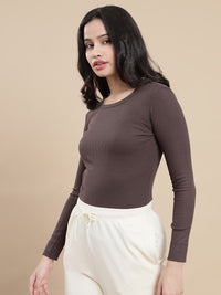 De Moza Women Casual Top Chocolate Brown