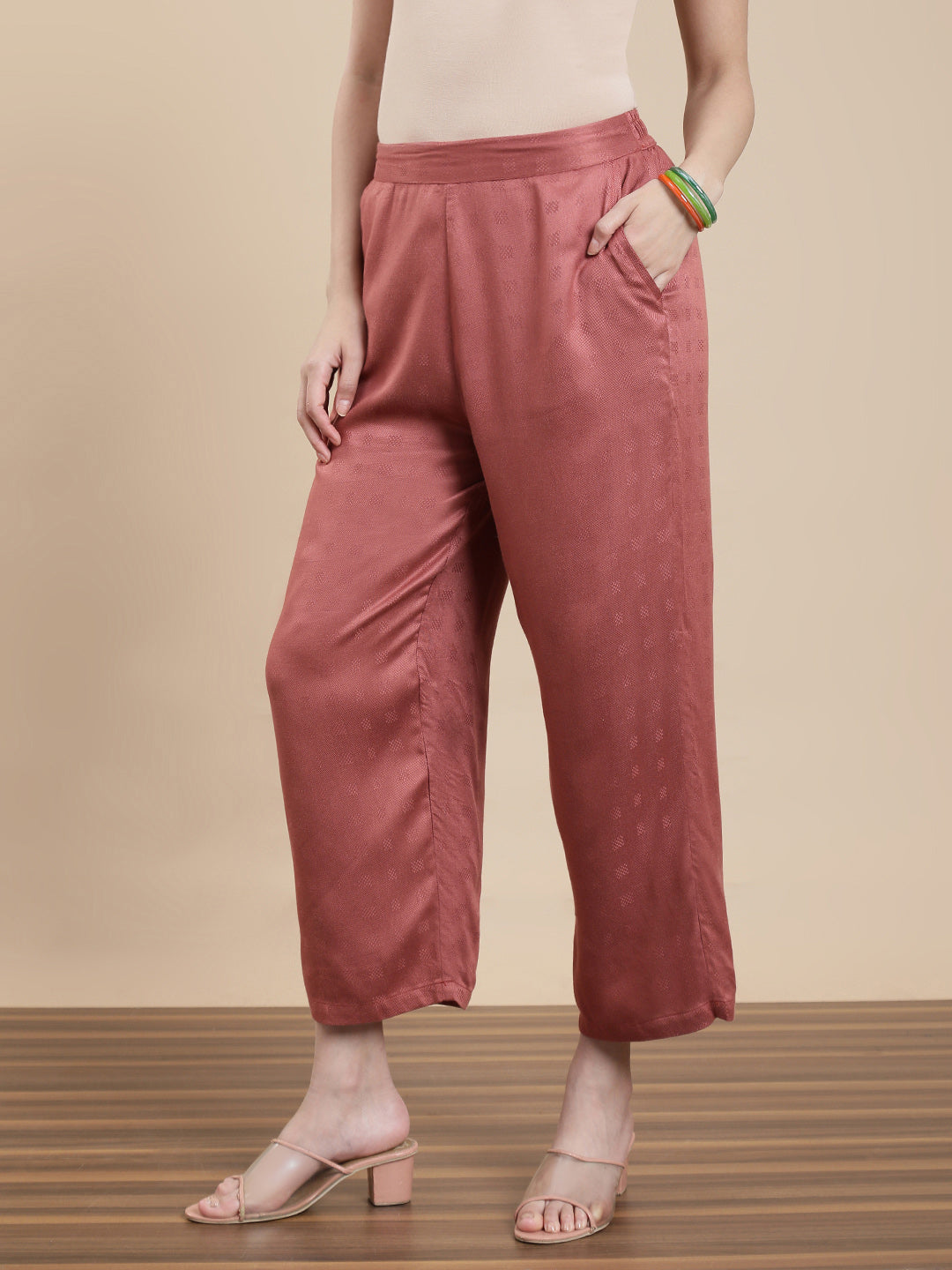 De Moza Women's Casual Palazzo Dark Peach