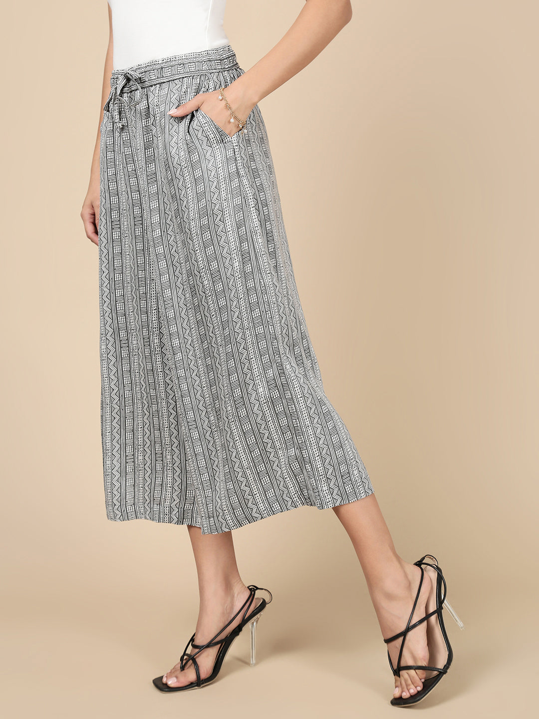 Printed Culottes-Black - De Moza
