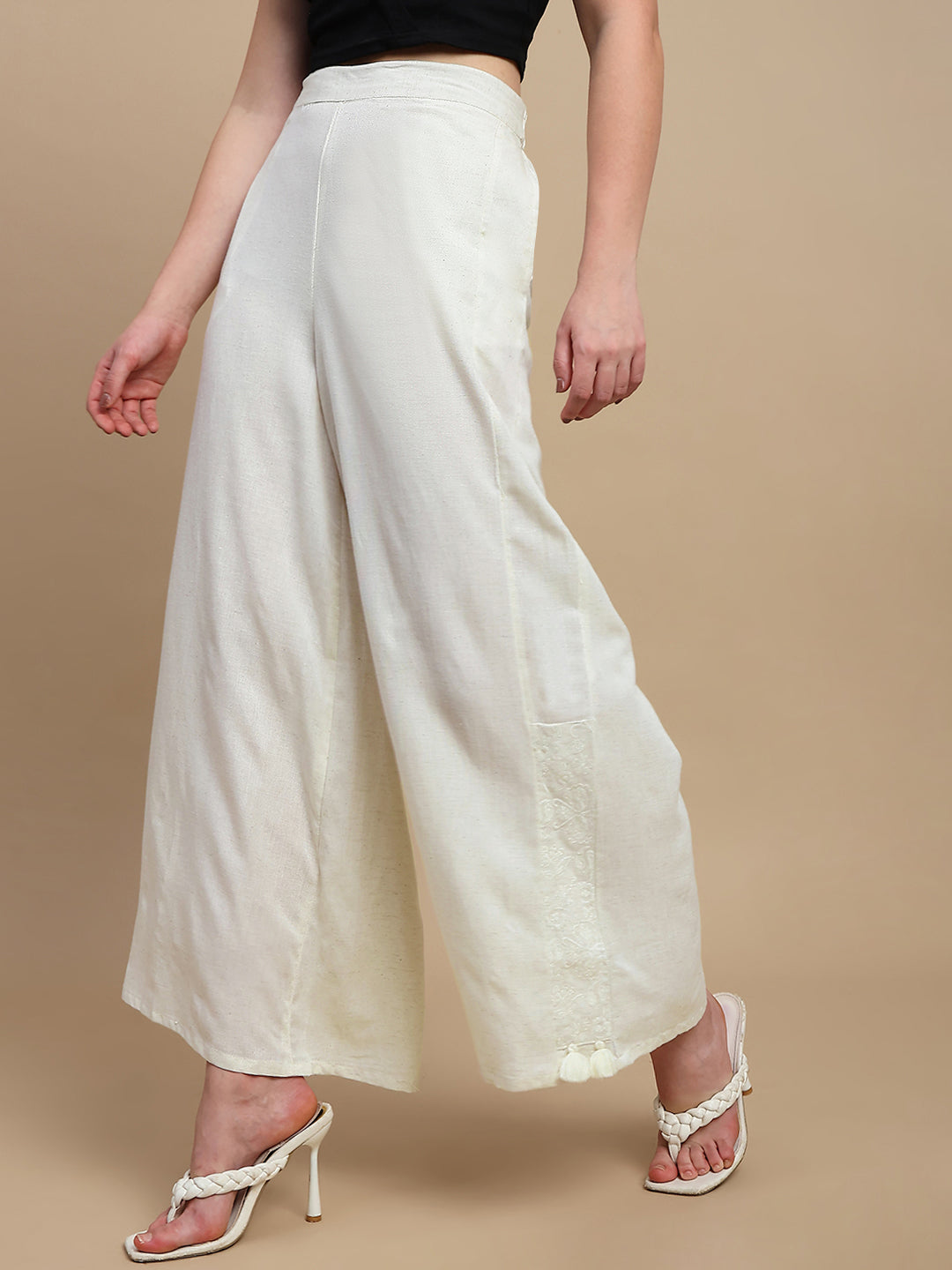 De Moza Women Casual Palazzo Natural - De Moza