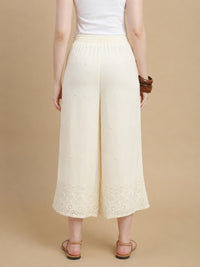 De Moza Women Woven Viscose Relaxed Fit Culottes with Functional Pockets Natural - De Moza
