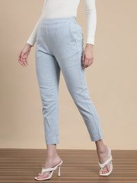 De Moza Women Casual Pants Ice Blue